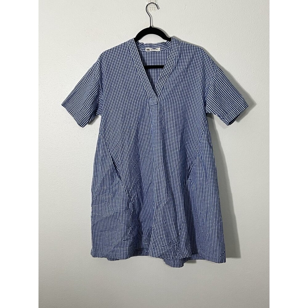 SBJ Austin Blue White Gingham Dress With Pockets Size 2